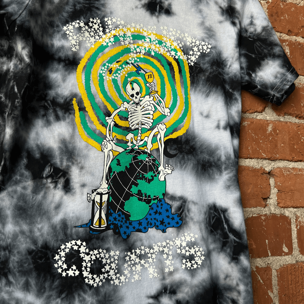 Death Globe Black and White Tie Dye T-Shirt