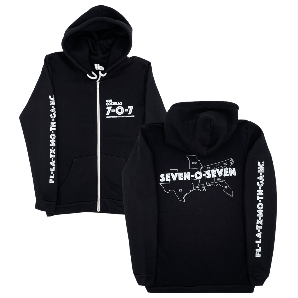 707 Black Zip Up Hoodie