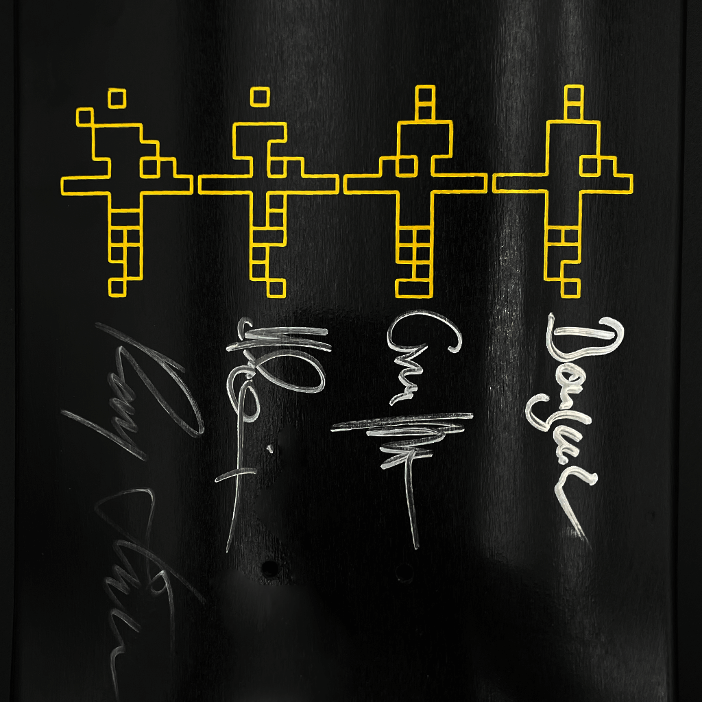 Signed Multimedia Black Skate Deck