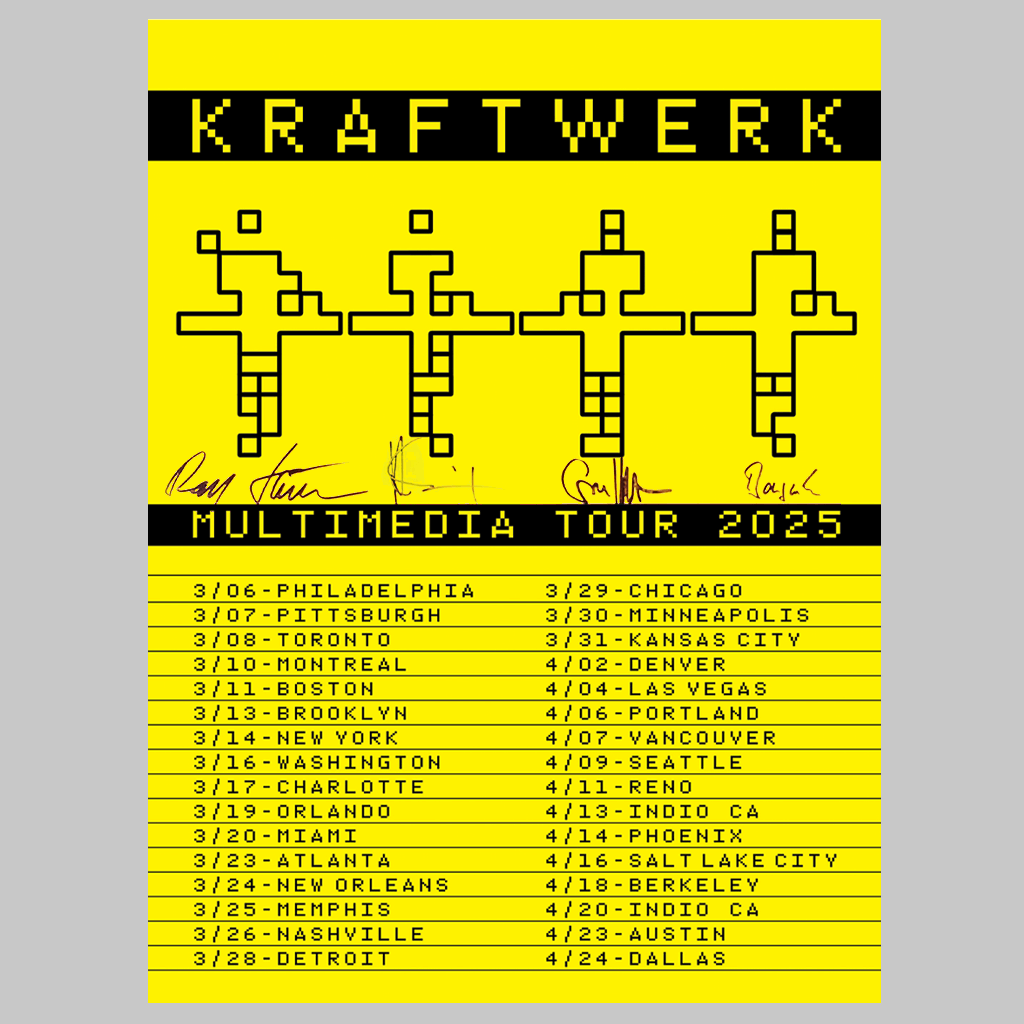 Maglietta Kraftwerk Multimedia Tour 2025 &ndash; Double Face Stampa Grafica, Taglie Forti S-5XL