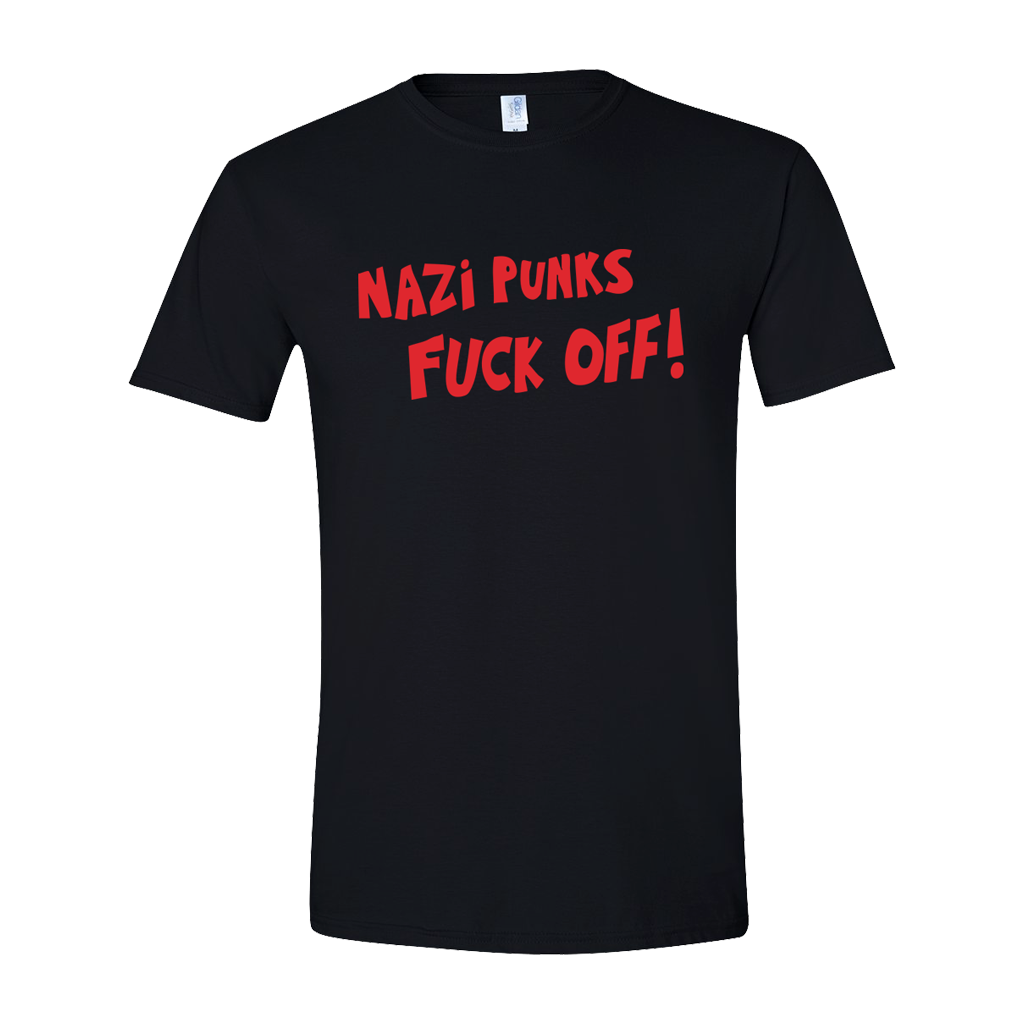 Nazi Punks Fuck Off! (Text Only) Black T-Shirt