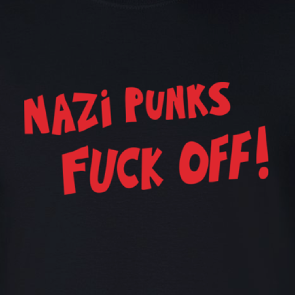 Nazi Punks Fuck Off! (Text Only) Black T-Shirt