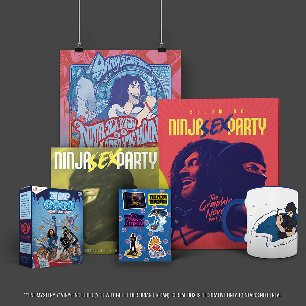 The Mystic Bundle: Becoming Ninja Sex Party - The Graphic Novel Part II: Autographed Edition + Vinyl 7" + Ceramic mug + Sticker sheet + Poster + Decorative cereal box