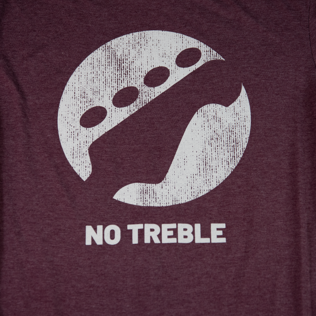 No Treble Distressed Logo Heather Maroon T-Shirt