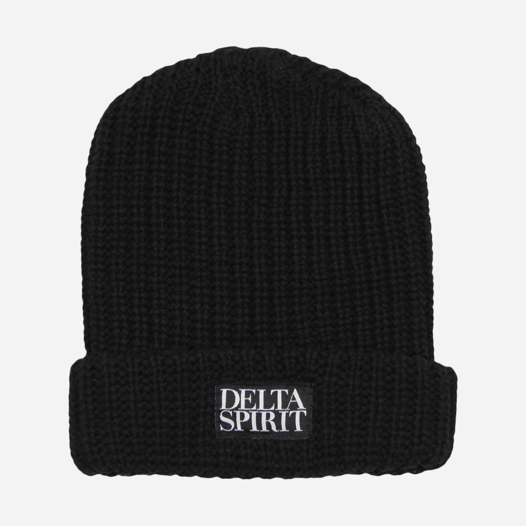 Delta Spirit Logo Black Knit Beanie