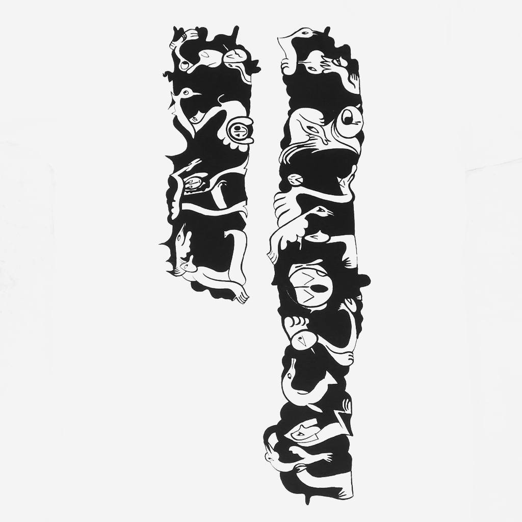 Chris Lux Animal Lettering White T-Shirt (Black Print)