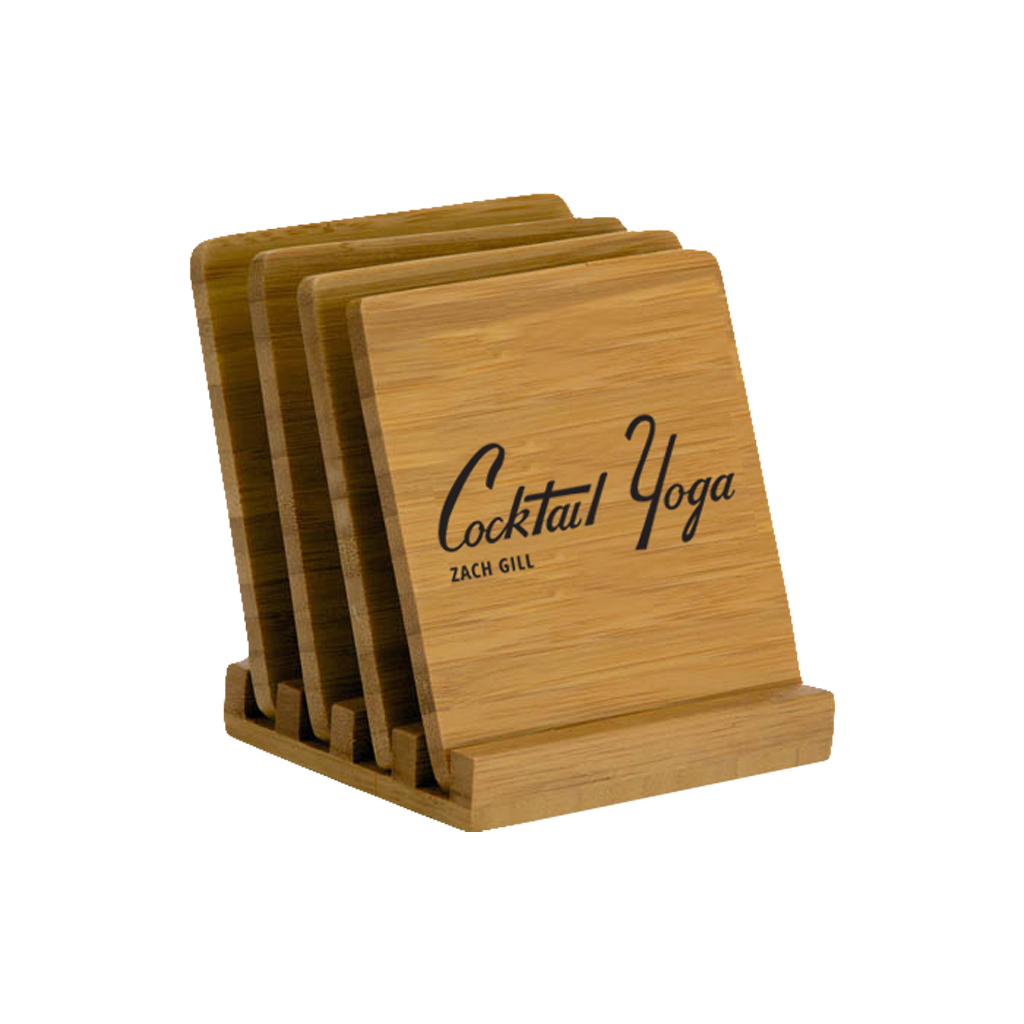 Cocktail Yoga Bamboo Coaster Set