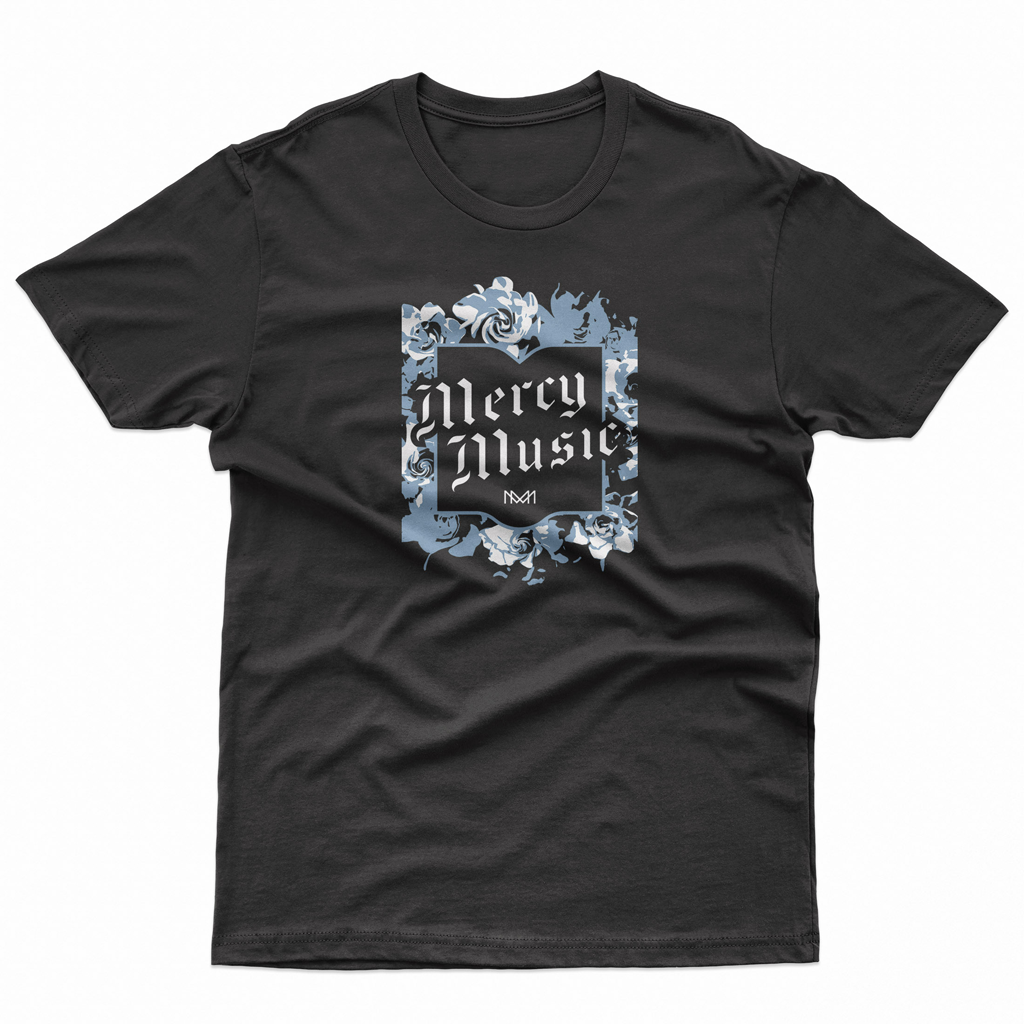 Blue Roses Black T-Shirt