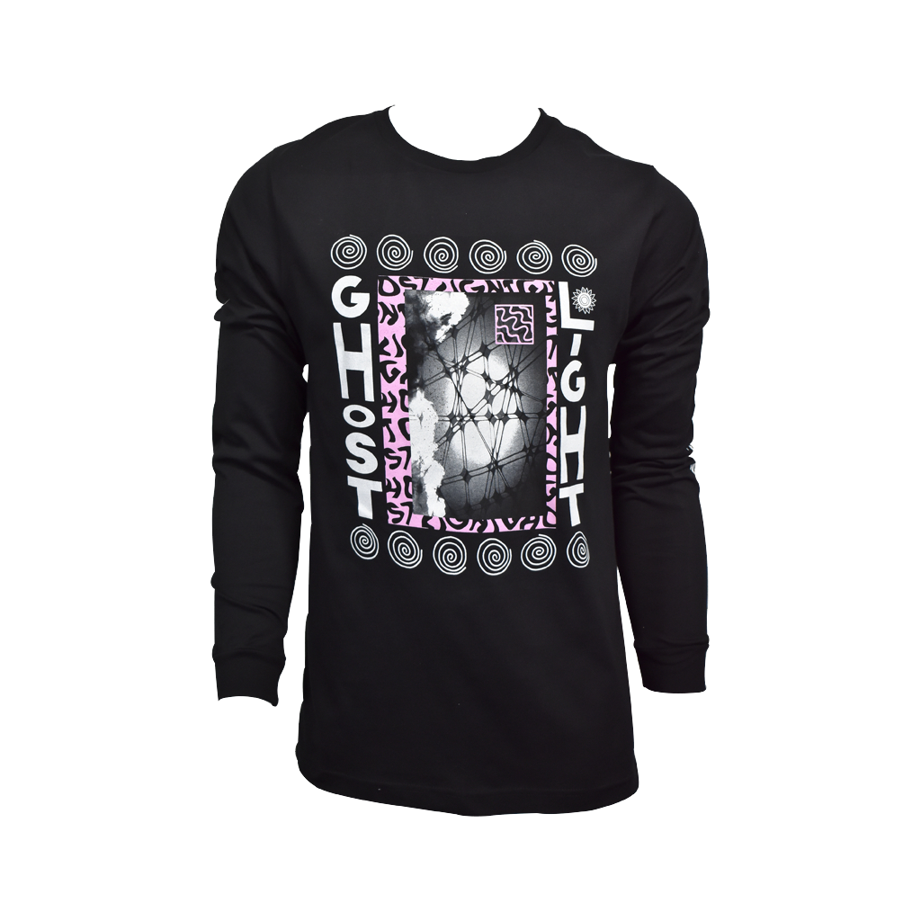 Black Long Sleeve Tees With Pink And White Design