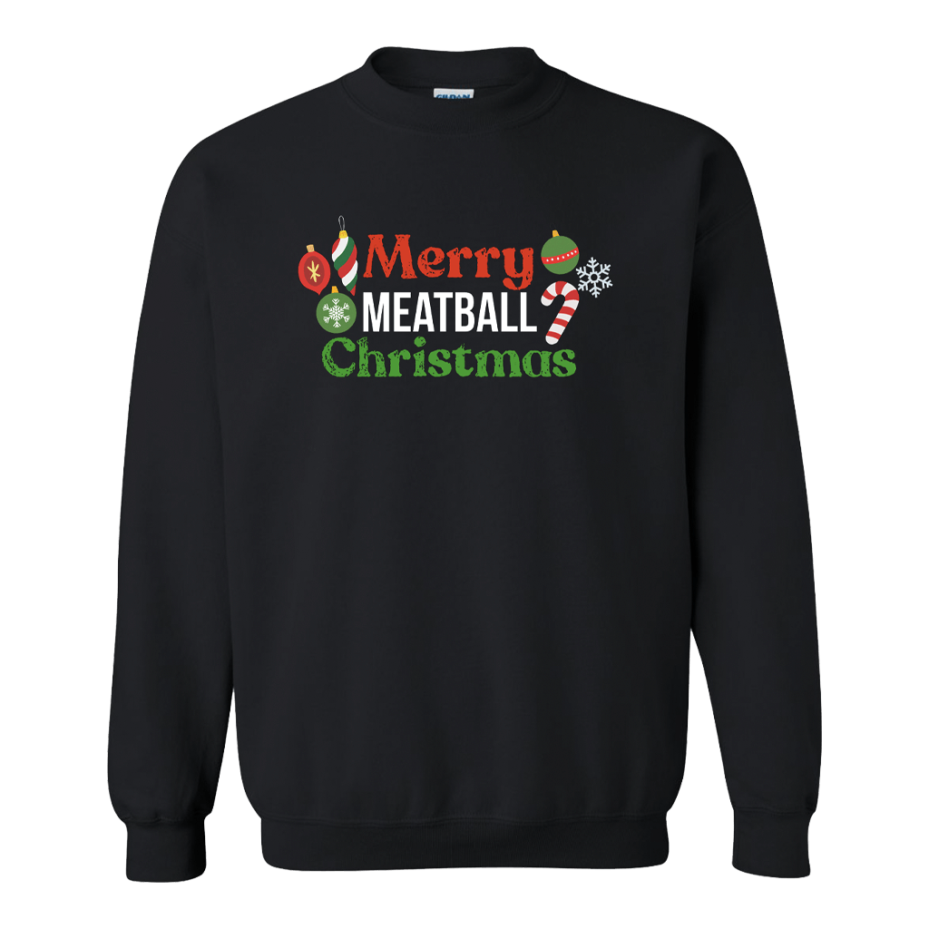 Merry Meatball Christmas Black Sweatshirt
