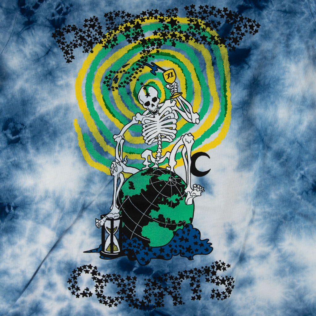 Death Globe Blue and White Tie Dye T-Shirt