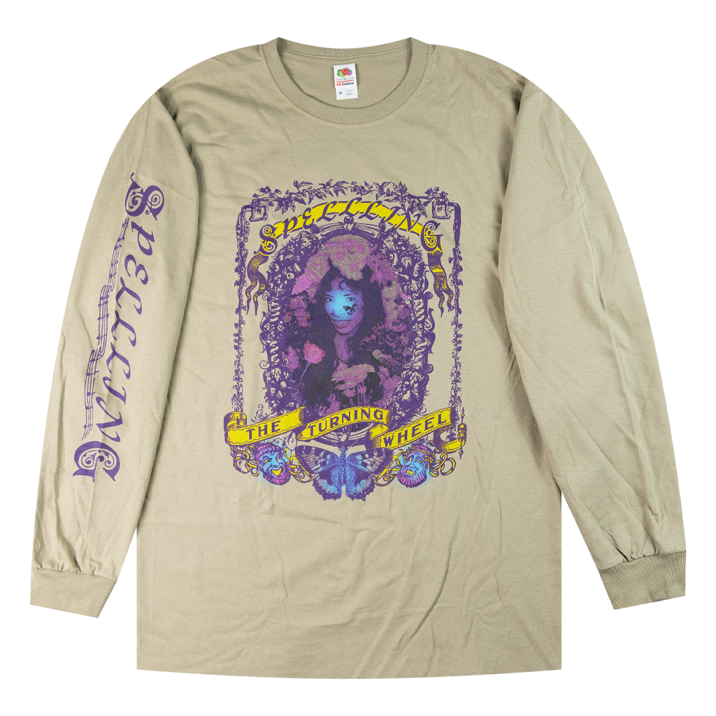 Floral Frame Khaki Long Sleeve T-Shirt