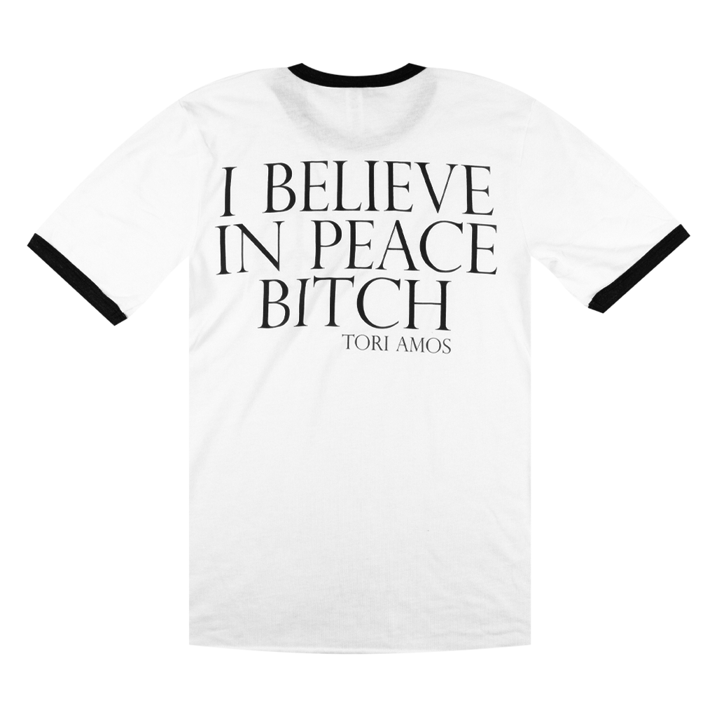 I Believe In Peace Bitch Black Ringer T-Shirt