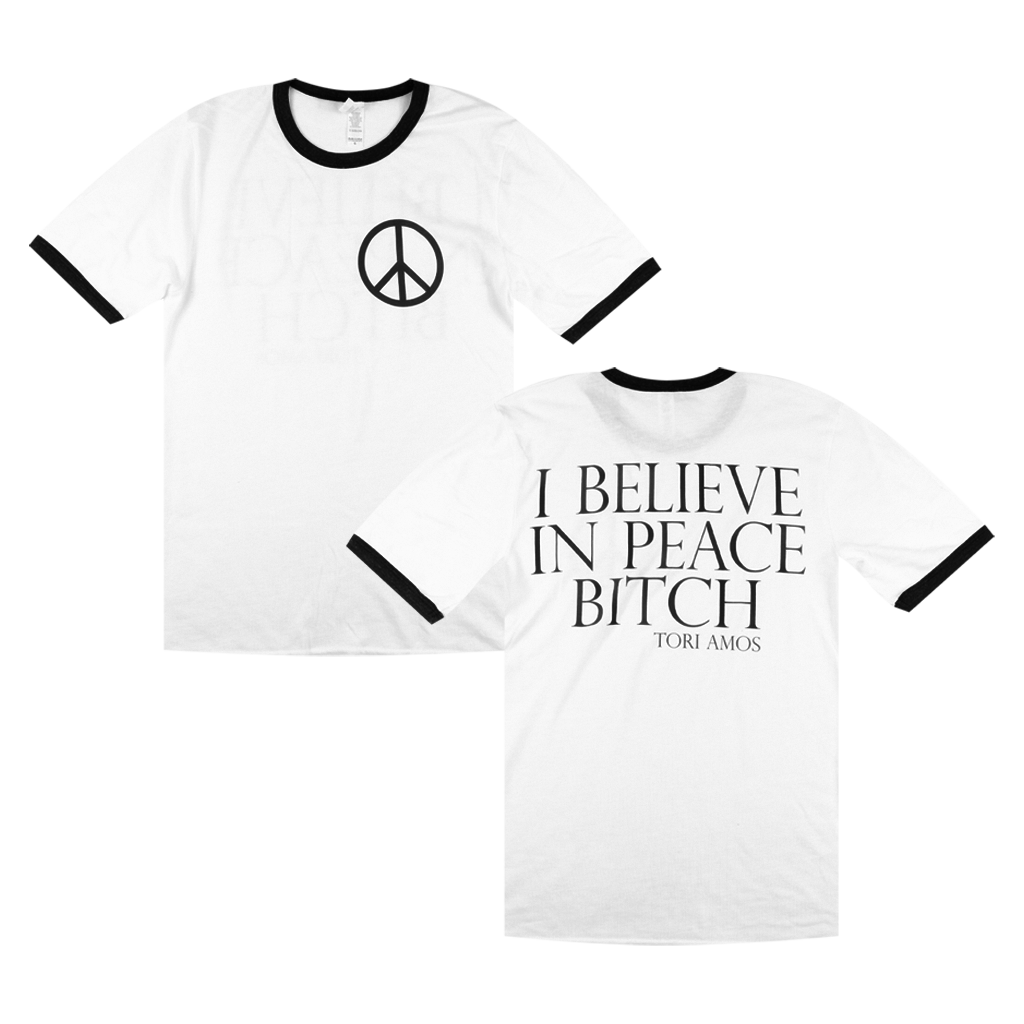 I Believe In Peace Bitch Black Ringer T-Shirt