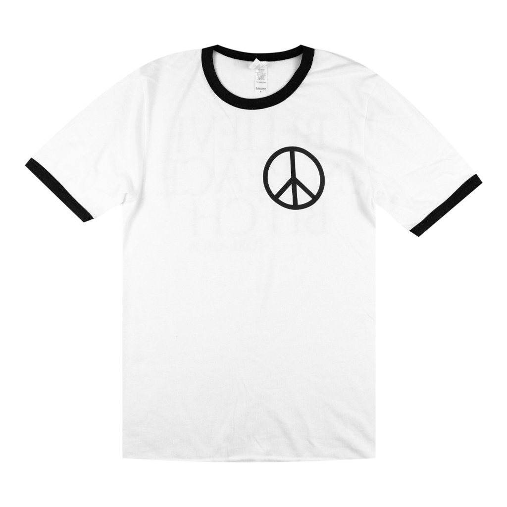 I Believe In Peace Bitch Black Ringer T-Shirt