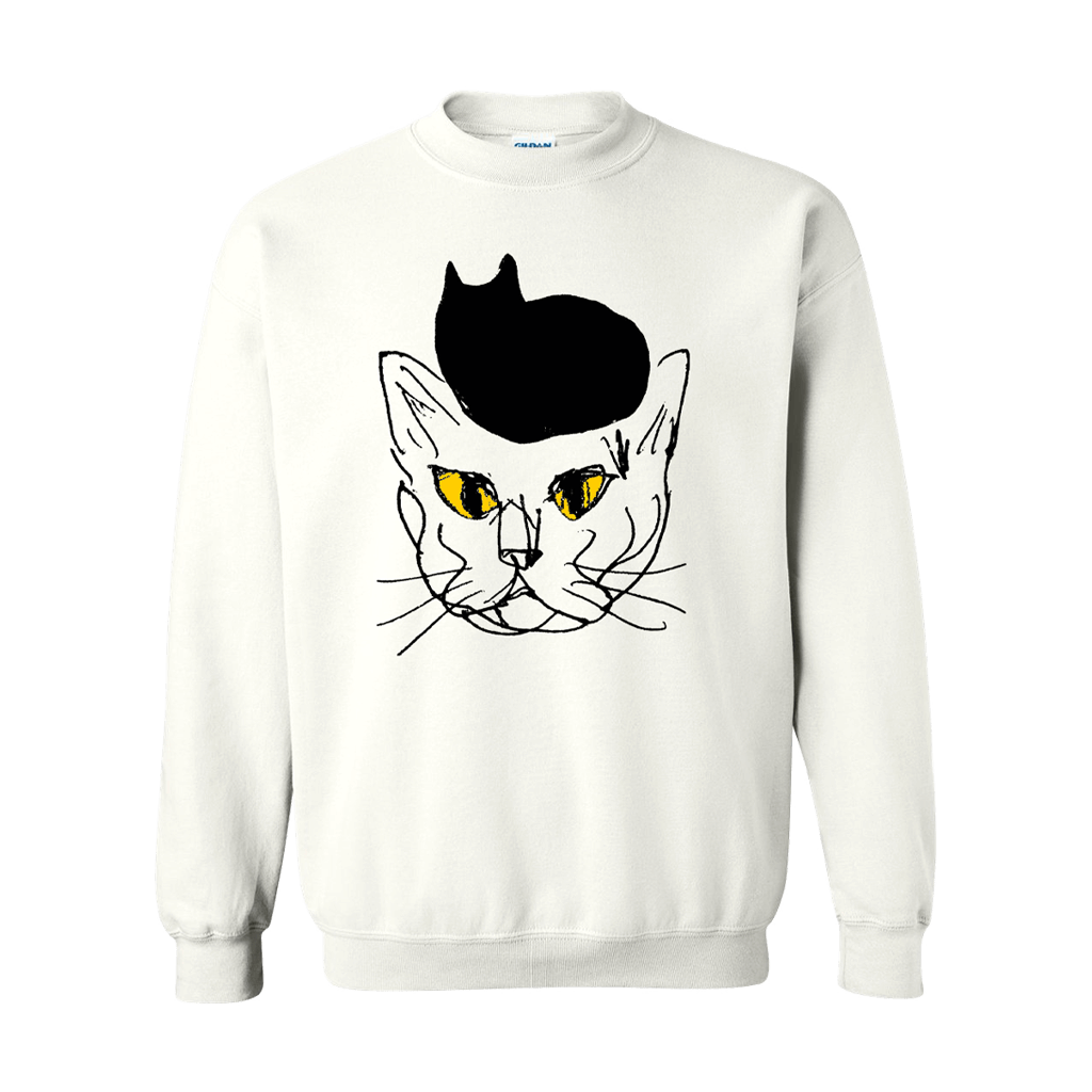 Cat on Cat Eyes White Sweatshirt
