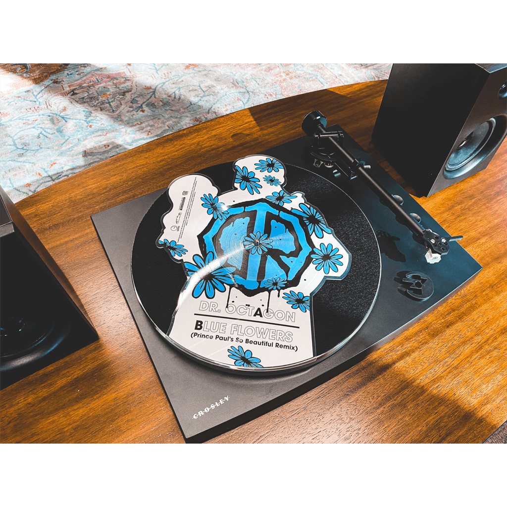 Octagon Octagon/Blue Flowers Shaped Vinyl