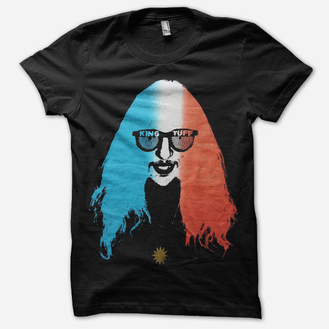 Red White Blue Face Black T-Shirt