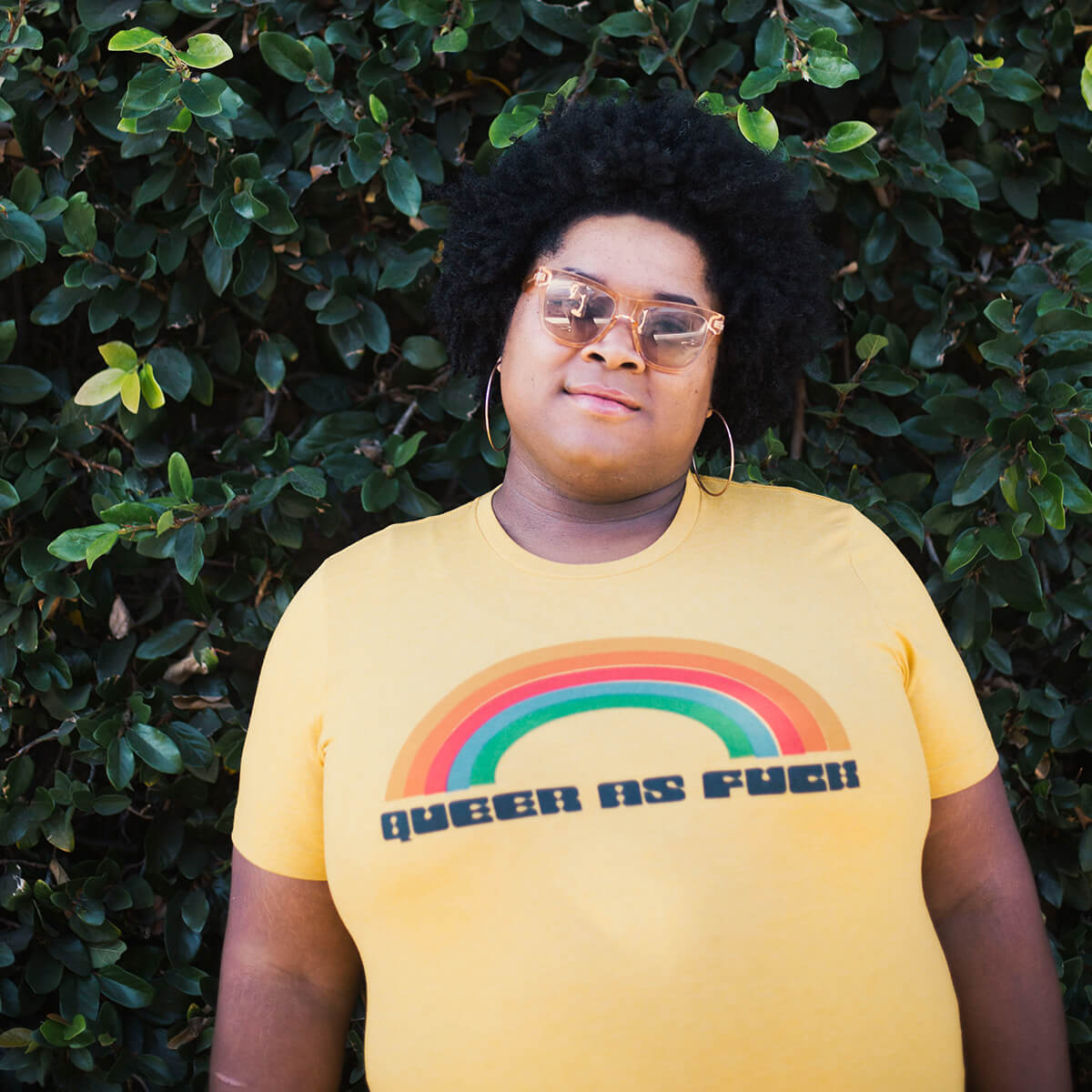 Queer as Fuck Heather Mustard Tee