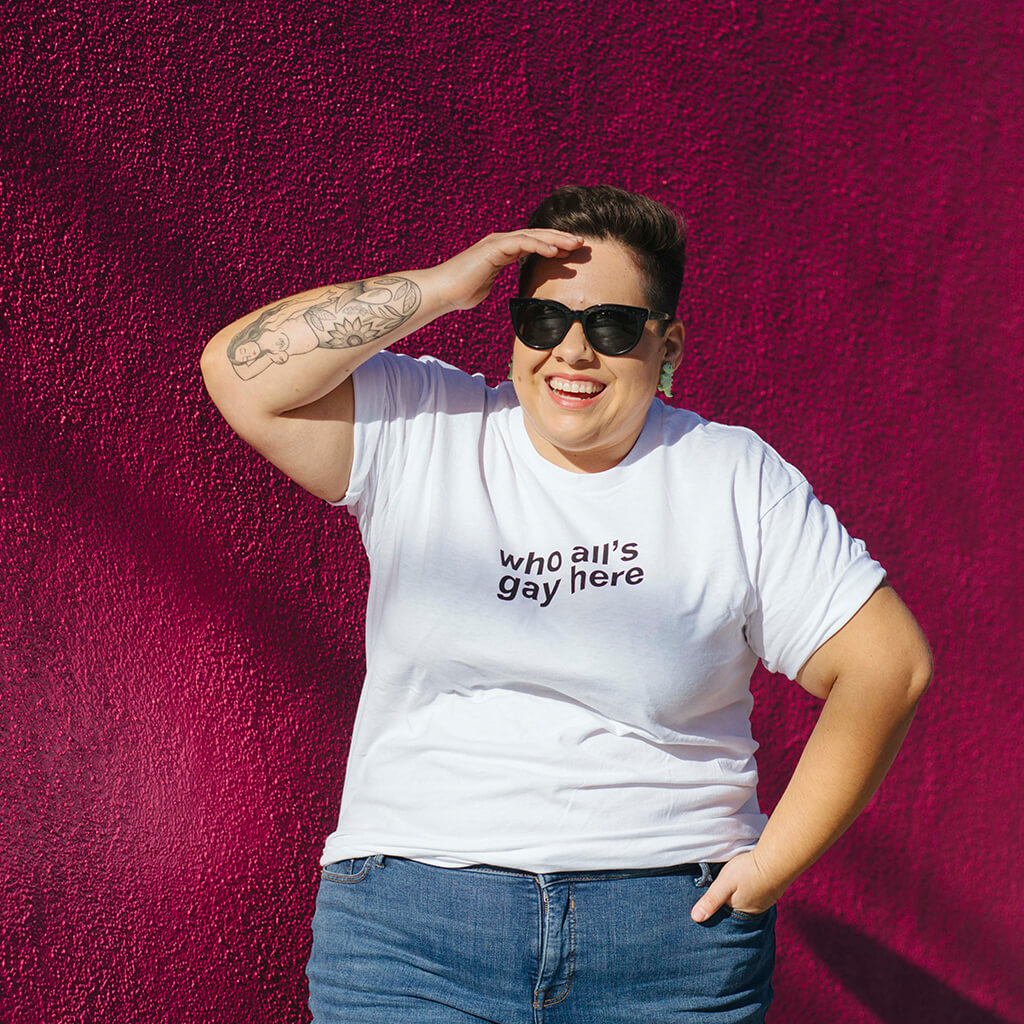 Who All’s Gay Here White Tee