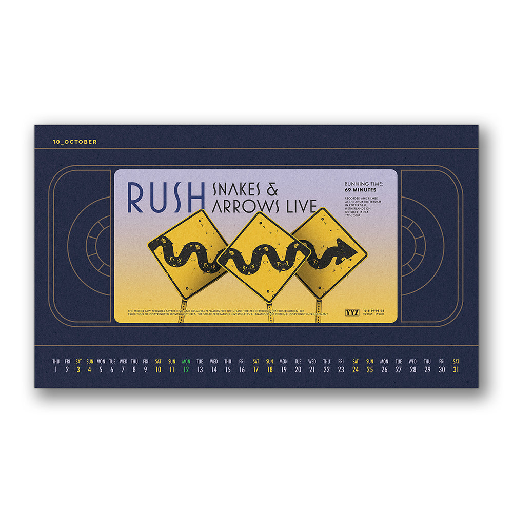 RUSH 2026 DESK CALENDAR (THE VHS EDITION)