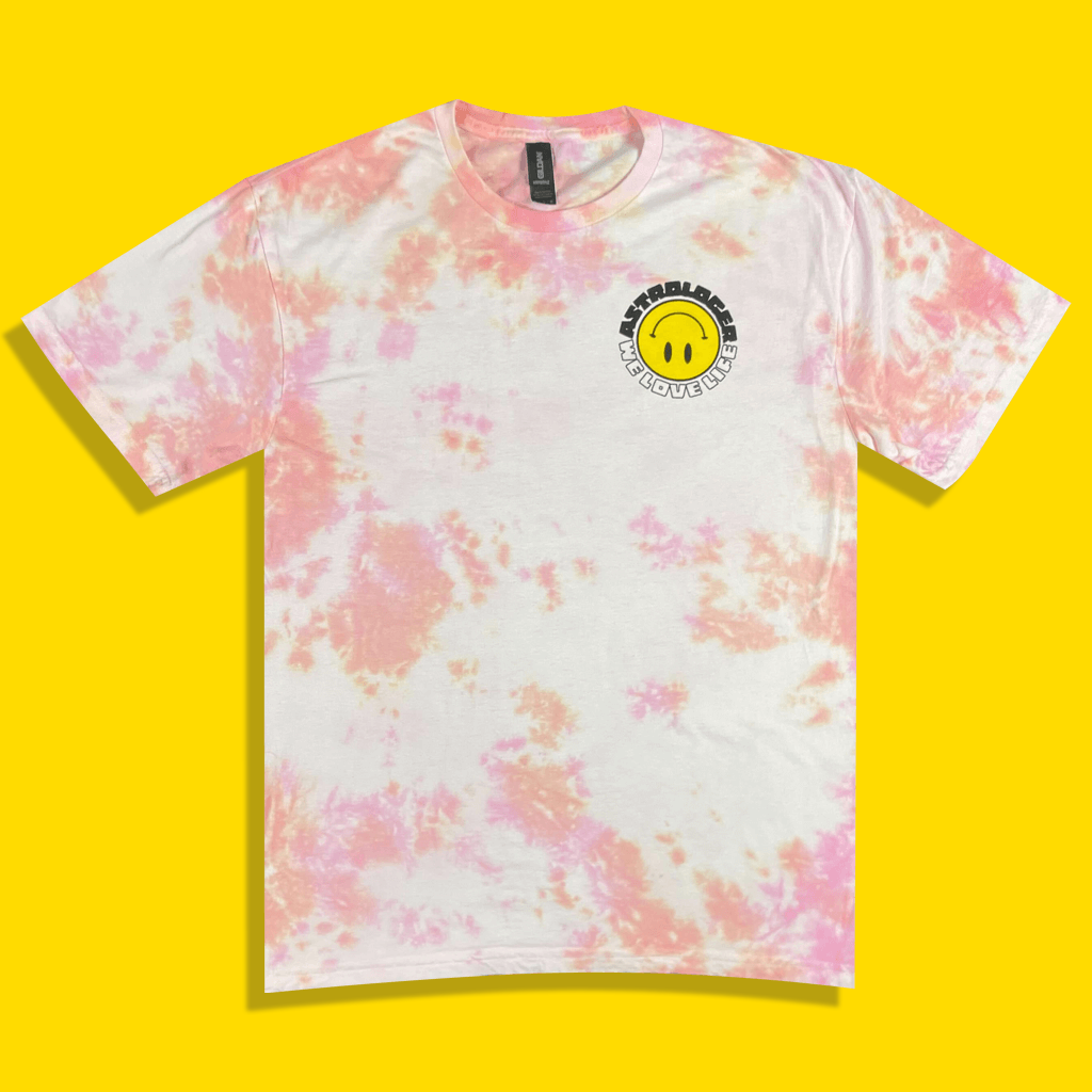 Smiley Peach & Pink Tie-Dye T-Shirt