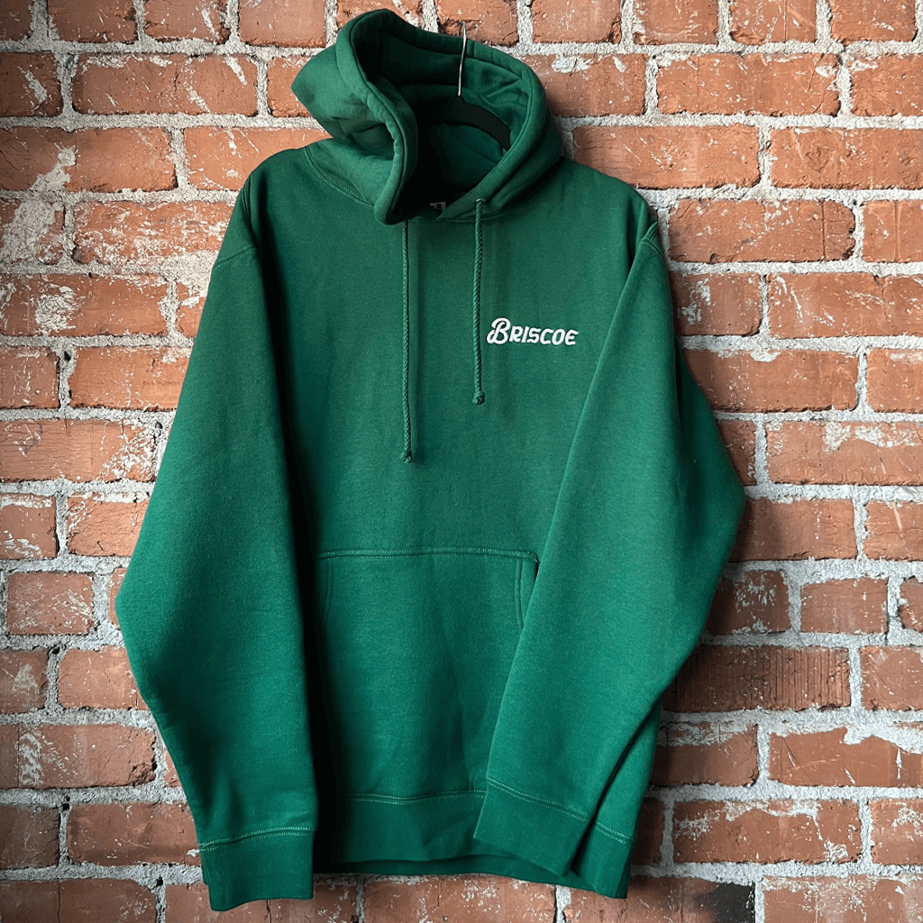 Embroidered Logo Green Pullover Hoodie