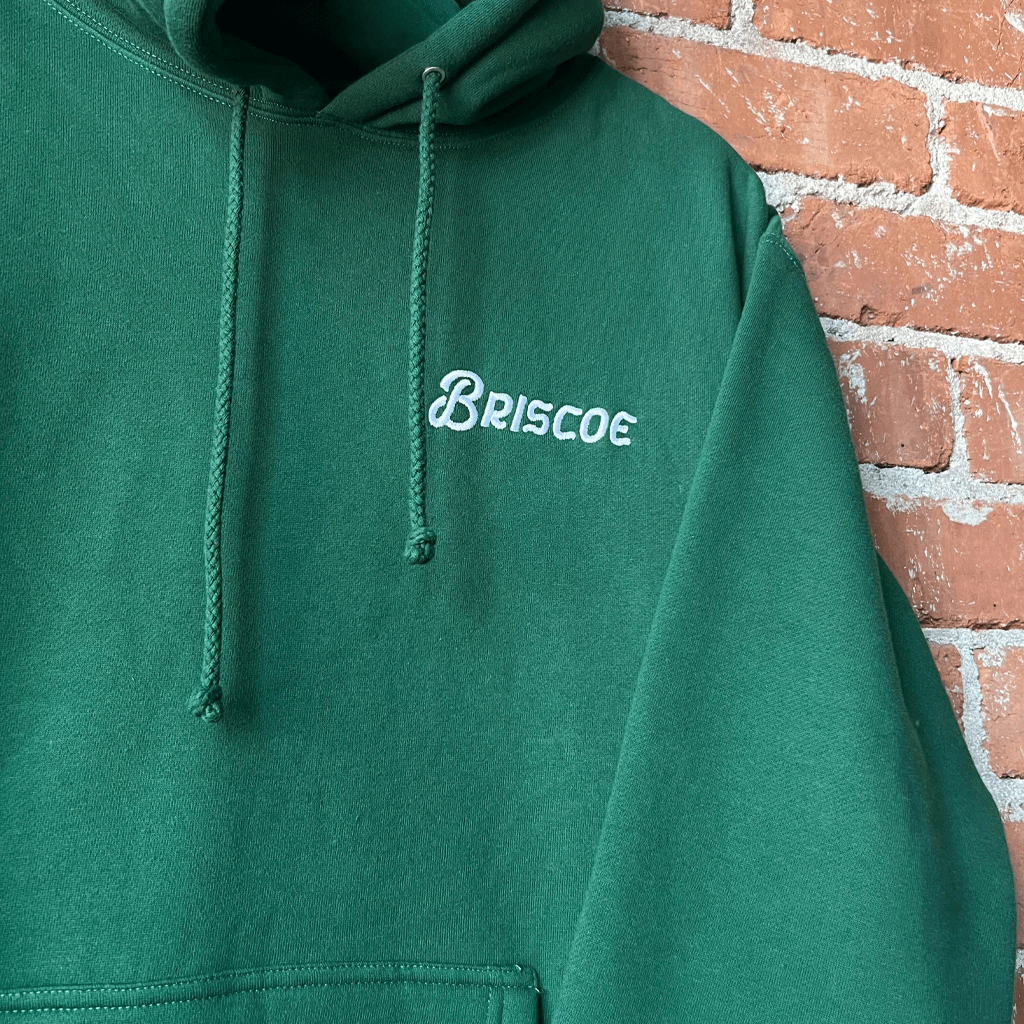 Embroidered Logo Green Pullover Hoodie