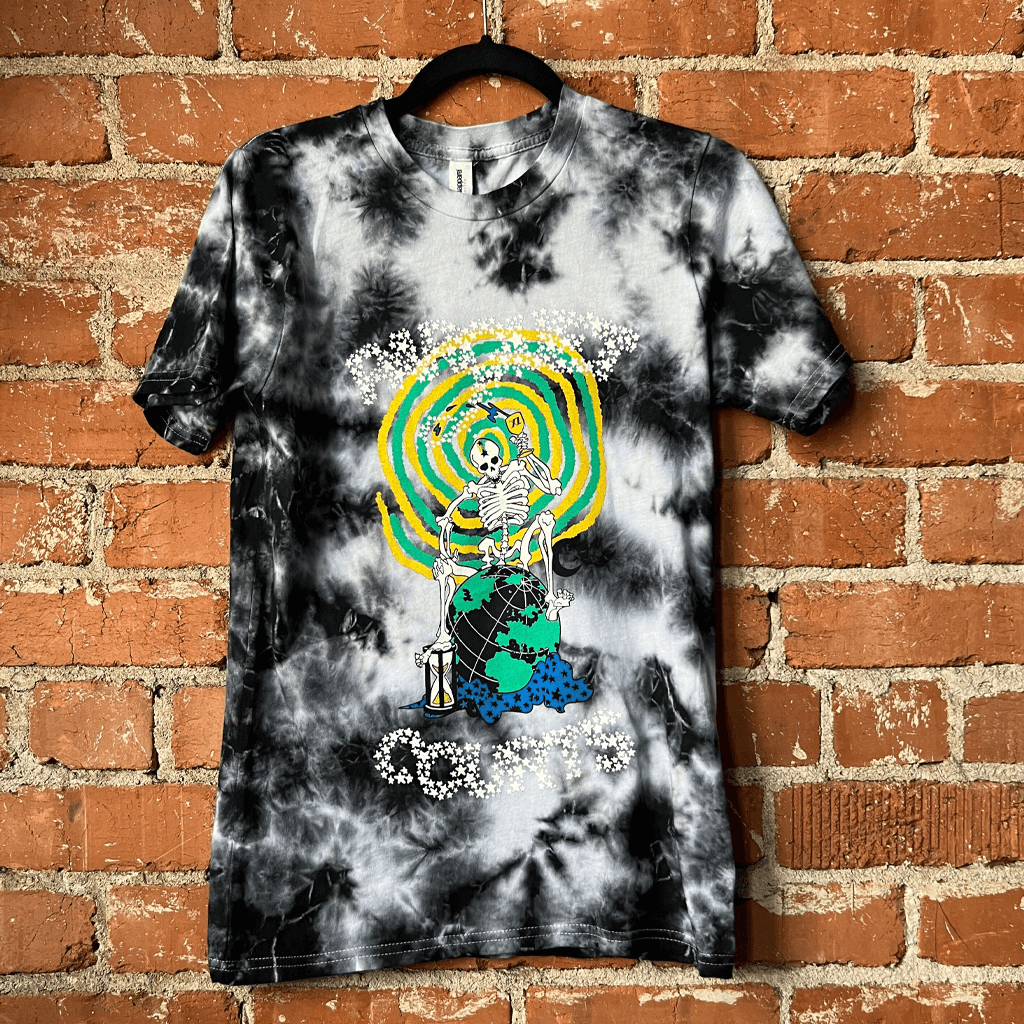 Death Globe Black and White Tie Dye T-Shirt