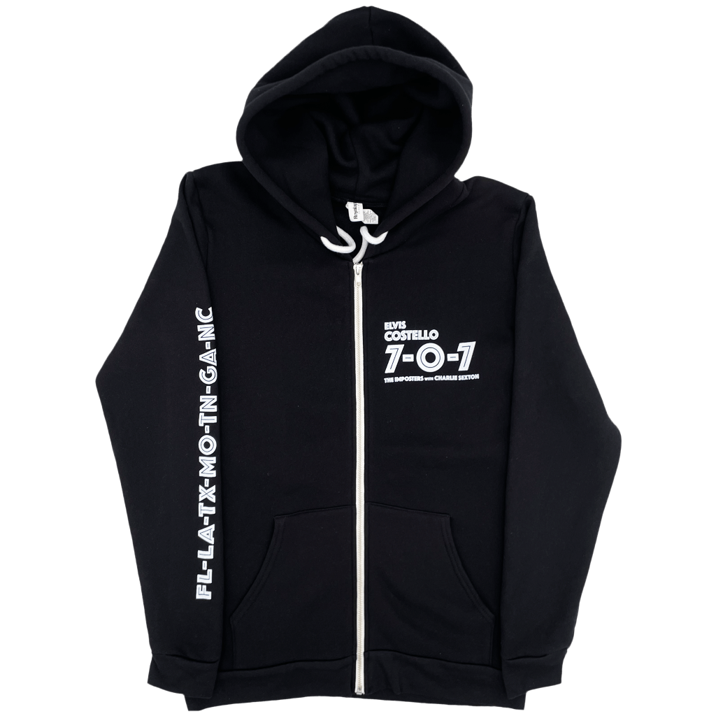 707 Black Zip Up Hoodie