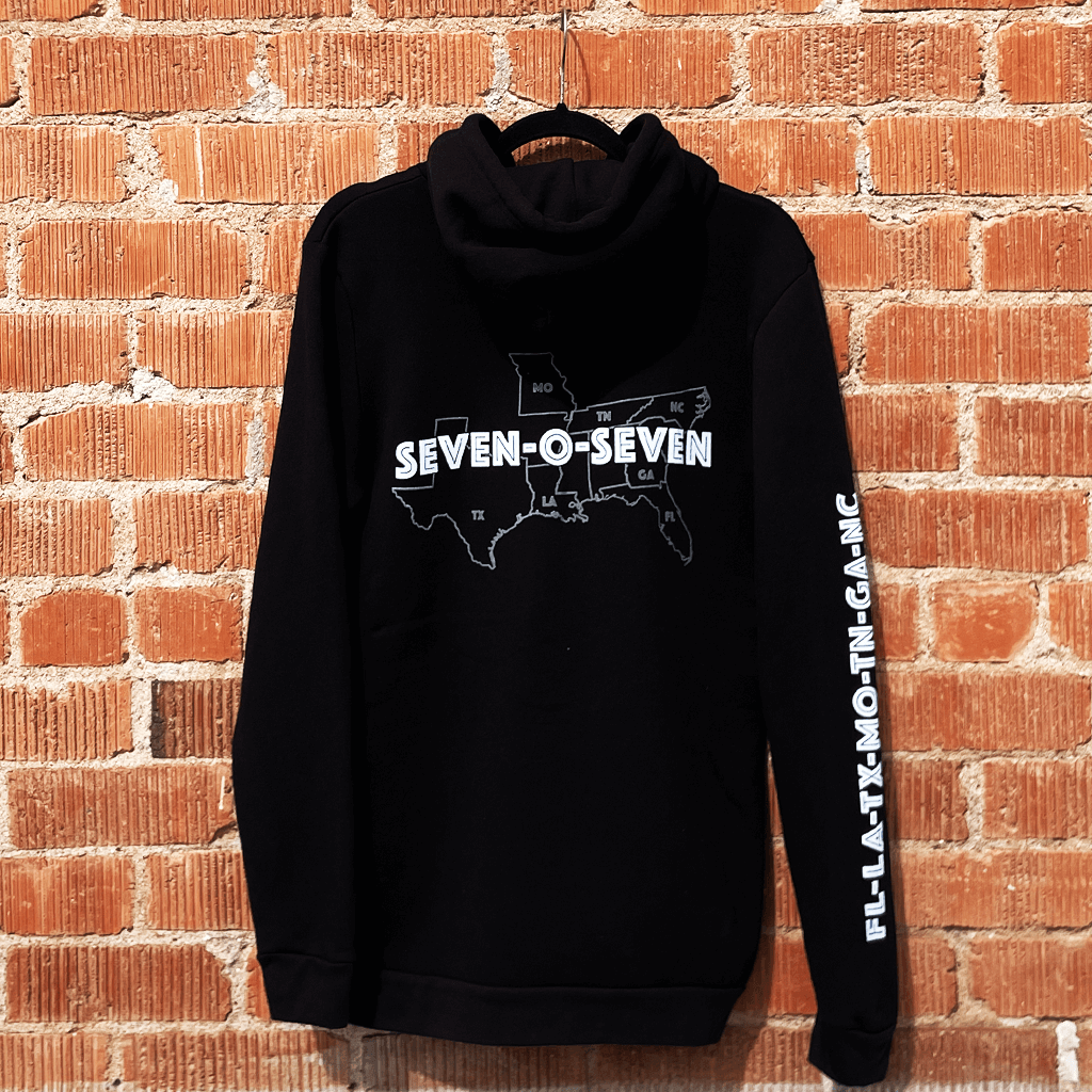 707 Black Zip Up Hoodie