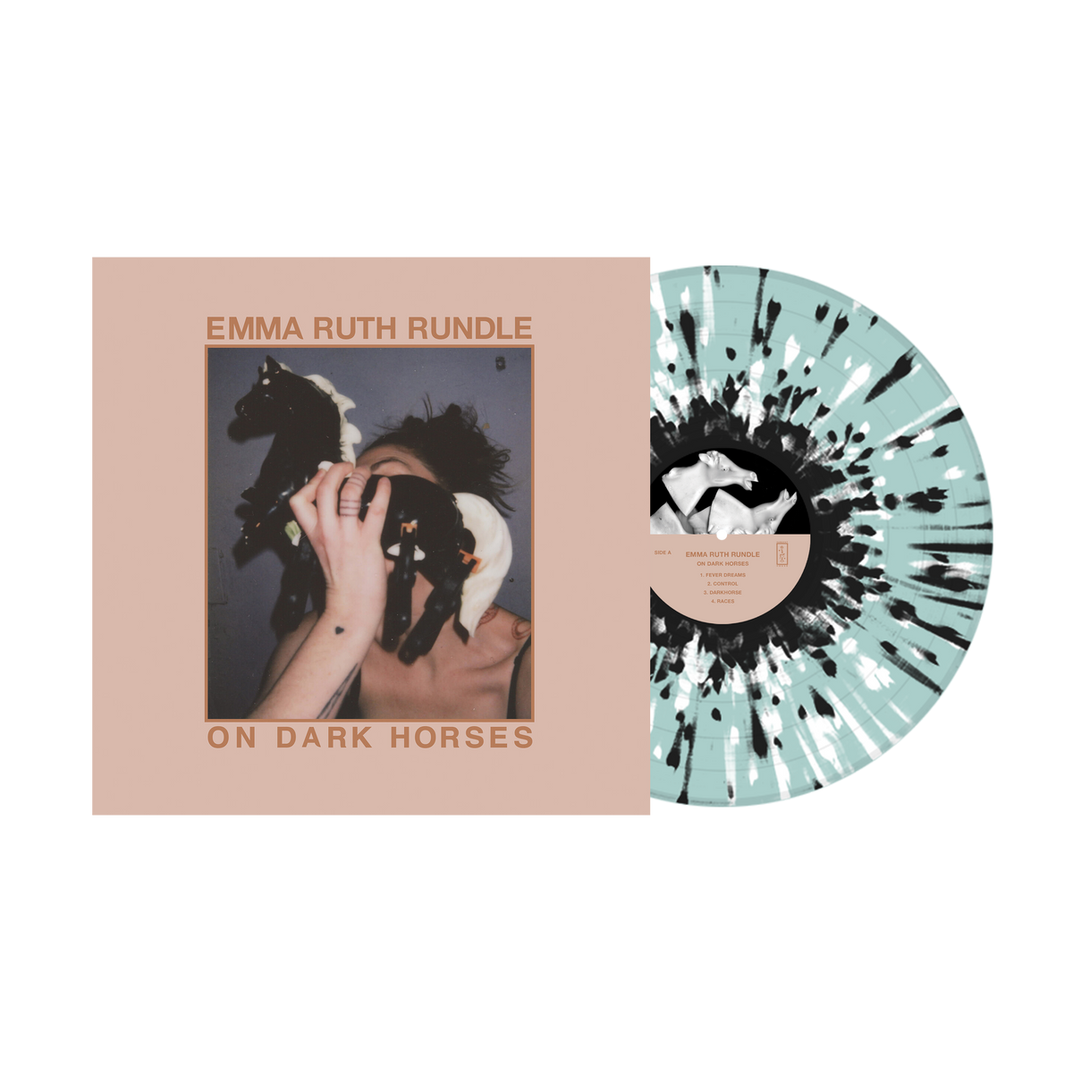 On Dark Horses Ice Blue with White Splatter Vinyl