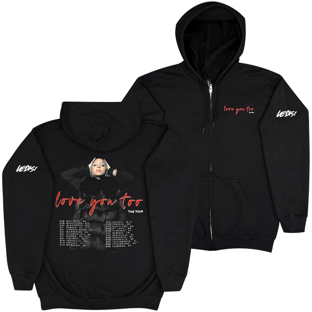 Love You Too Tour Black Zip Up Hoodie