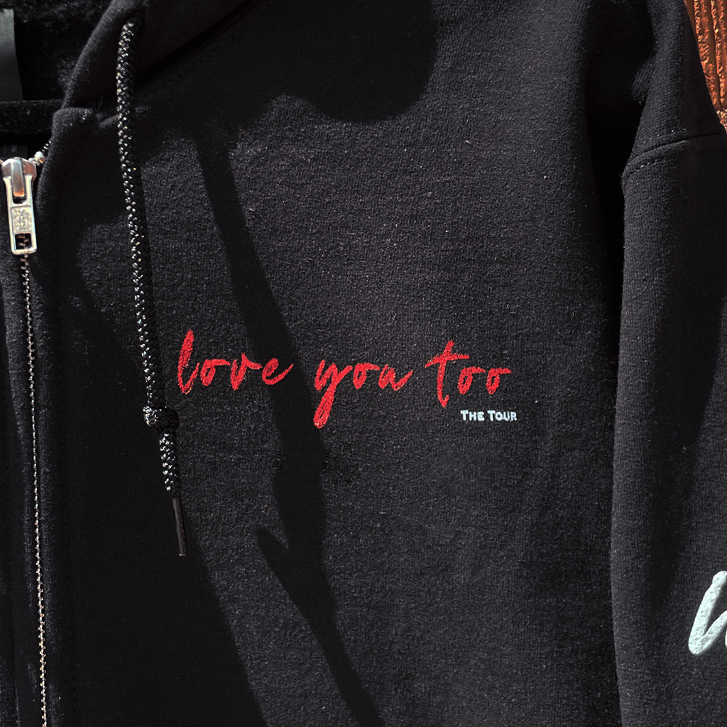 Love You Too Tour Black Zip Up Hoodie