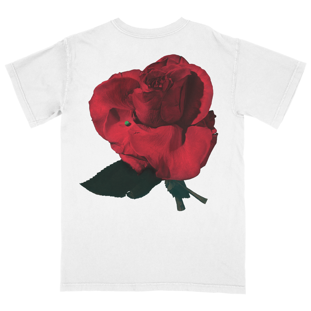 Rose Pocket Print White T-Shirt