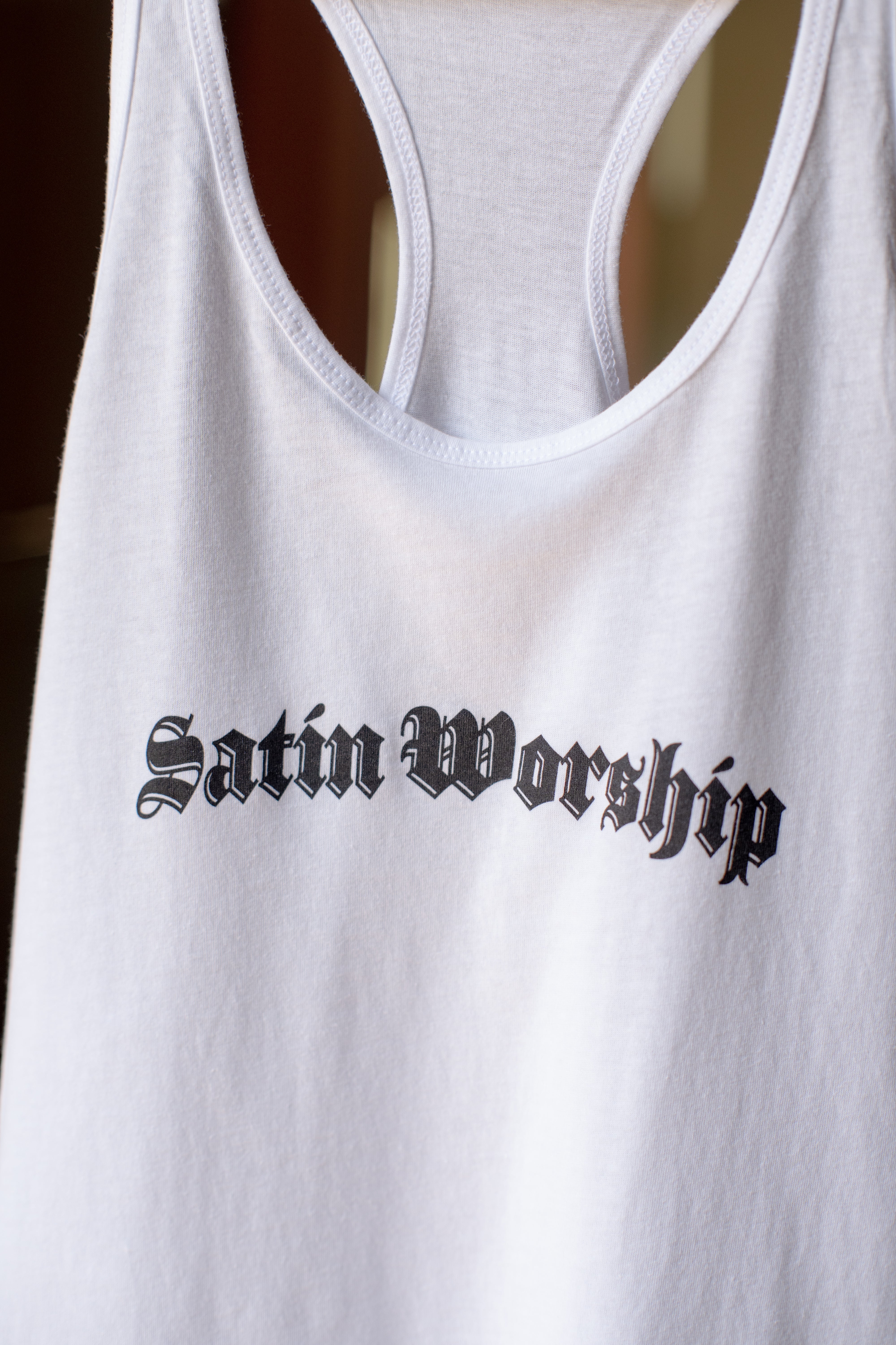 Satin Worship White Tank Top