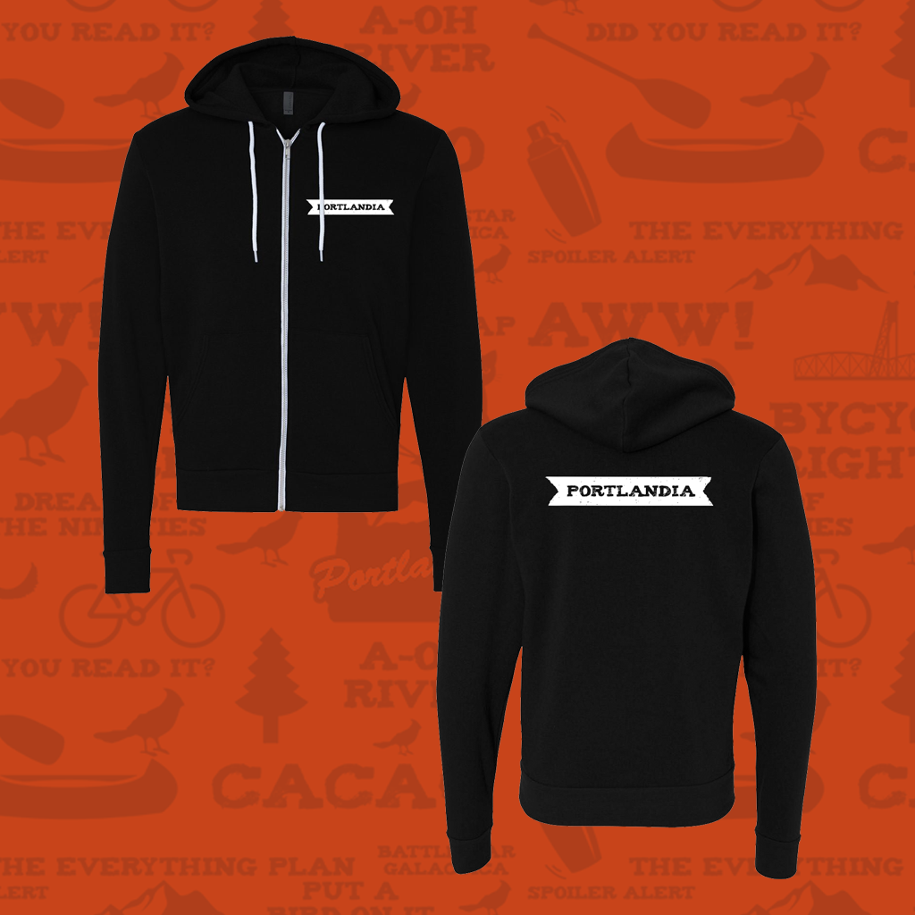 Portlandia Logo Black Zip Up Hoodie