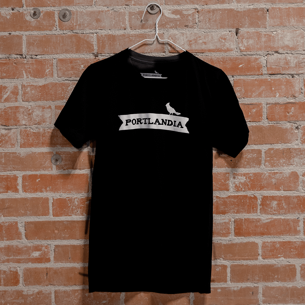 Portlandia Logo Black T-Shirt (White Print)