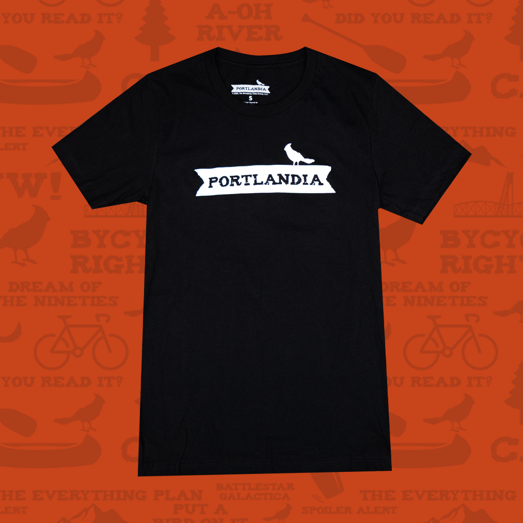 Portlandia Logo Black T-Shirt (White Print)