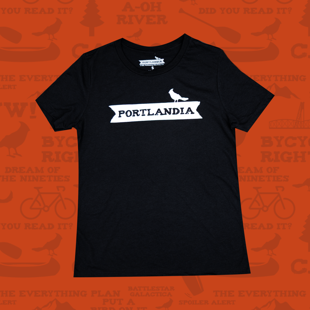 Portlandia Logo Women's Black T-Shirt (White Print)
