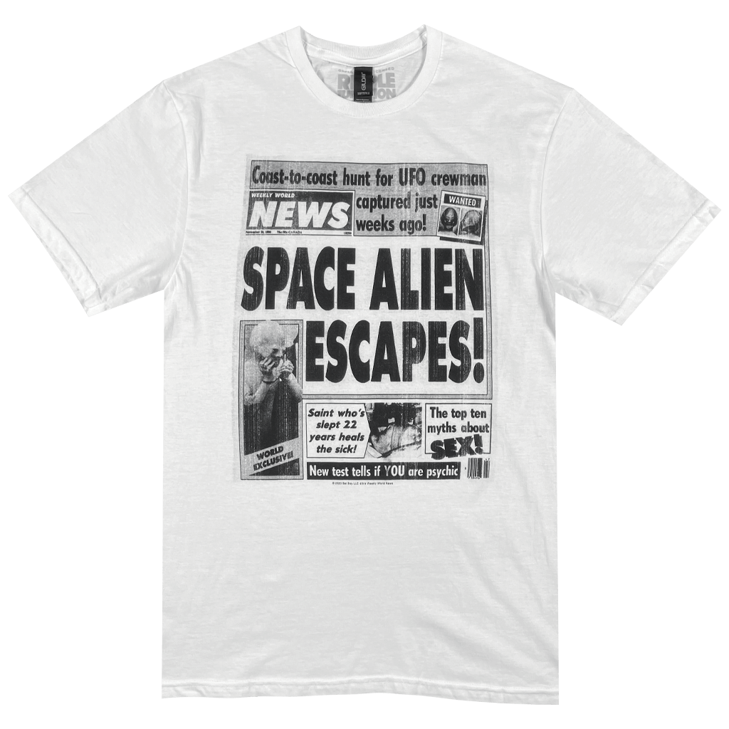 Space Alien Escapes White T-Shirt