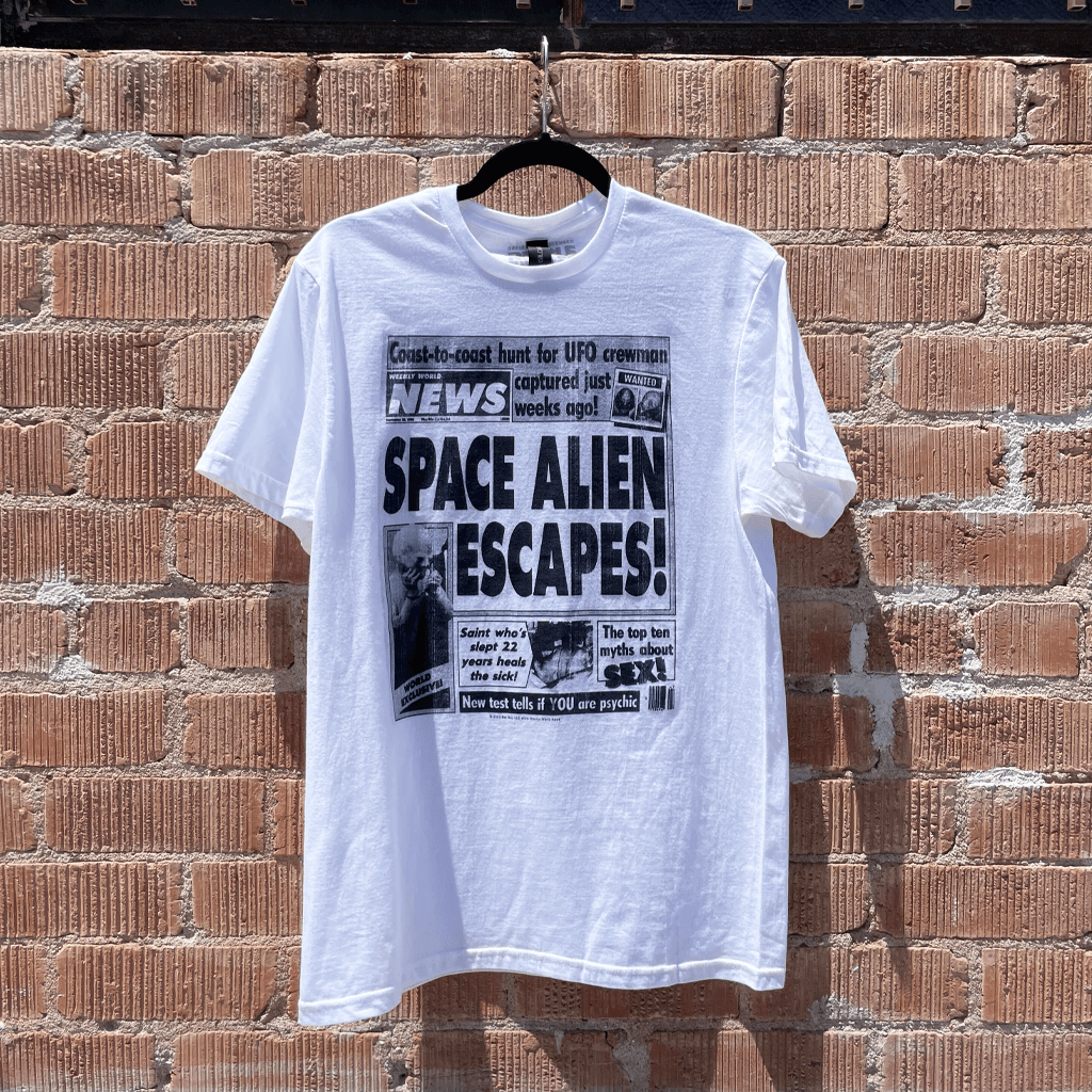 Space Alien Escapes White T-Shirt