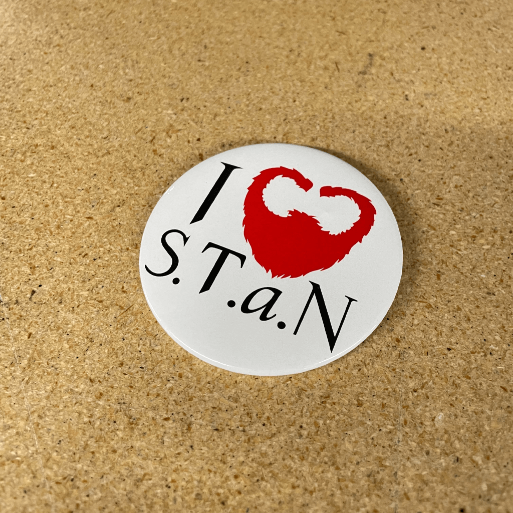 I LOVE S.T.a.N. White Button