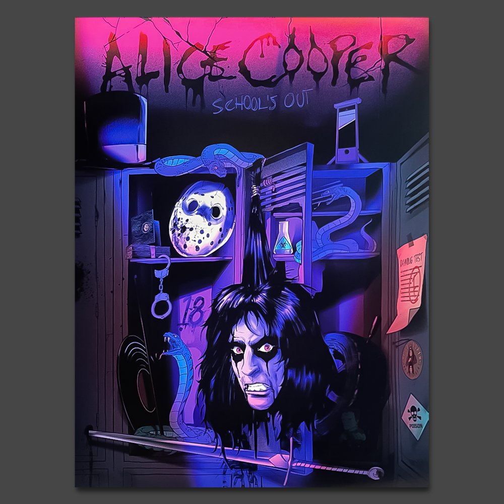 ALICE COOPER: SCHOOL'S OUT 50TH ANNIVERSARY POSTER (ALMA MATER VARIANT)