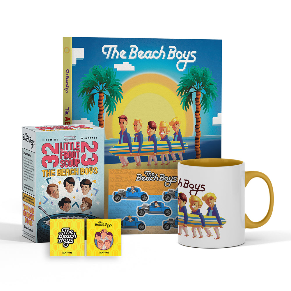 HAWTHORNE BUNDLE (LTD EDITION): The Beach Boys Present: The ABC's of California + DECORATIVE CEREAL BOX + ENAMEL PINS + MUG + STICKER SHEET