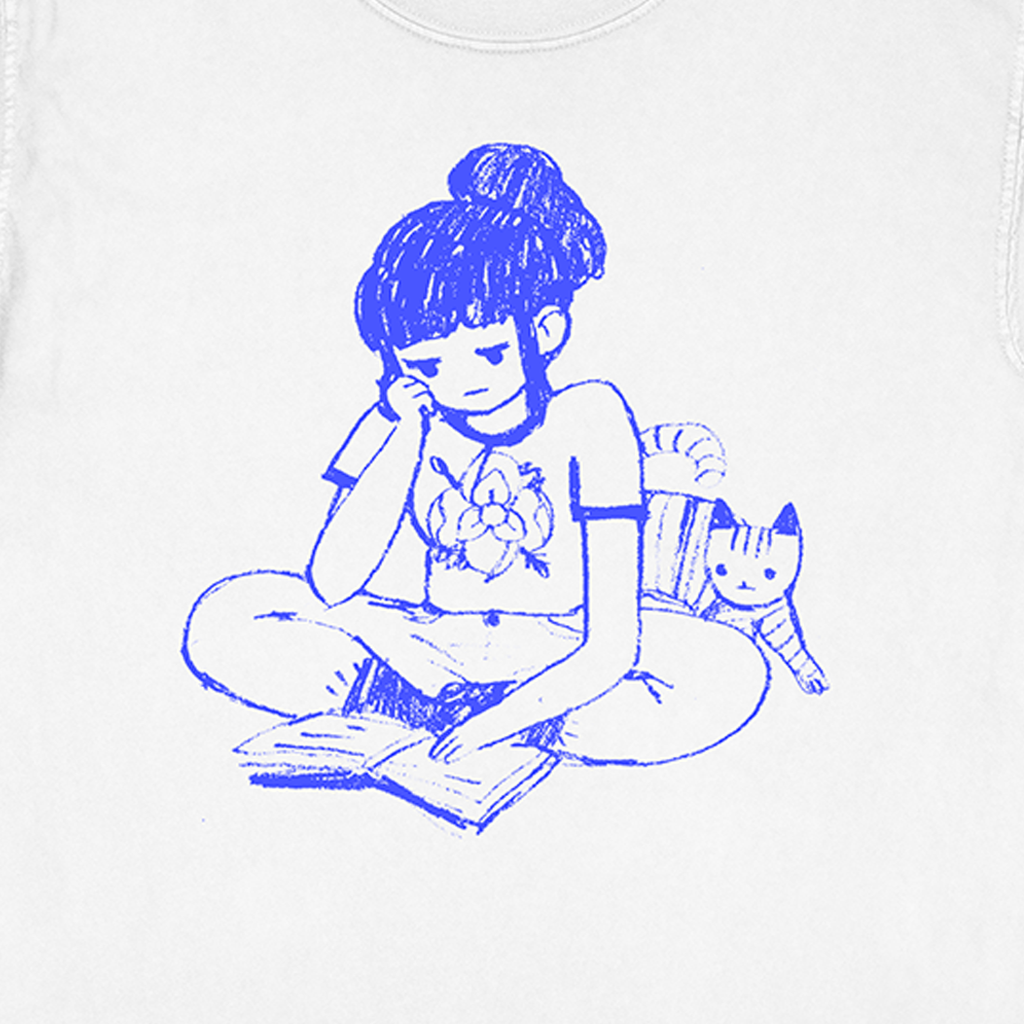 Girl Reading White T-Shirt