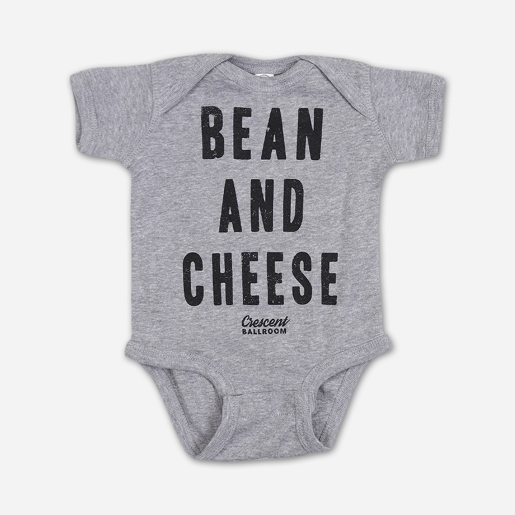 Bean and Cheese Heather Grey Infant Baby Rib Bodysuit with Snaps