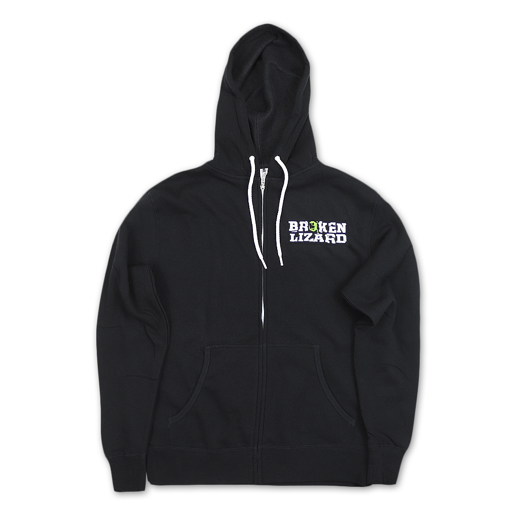 Broken Lizard Logo Black Hooded Zip Sweatshirt