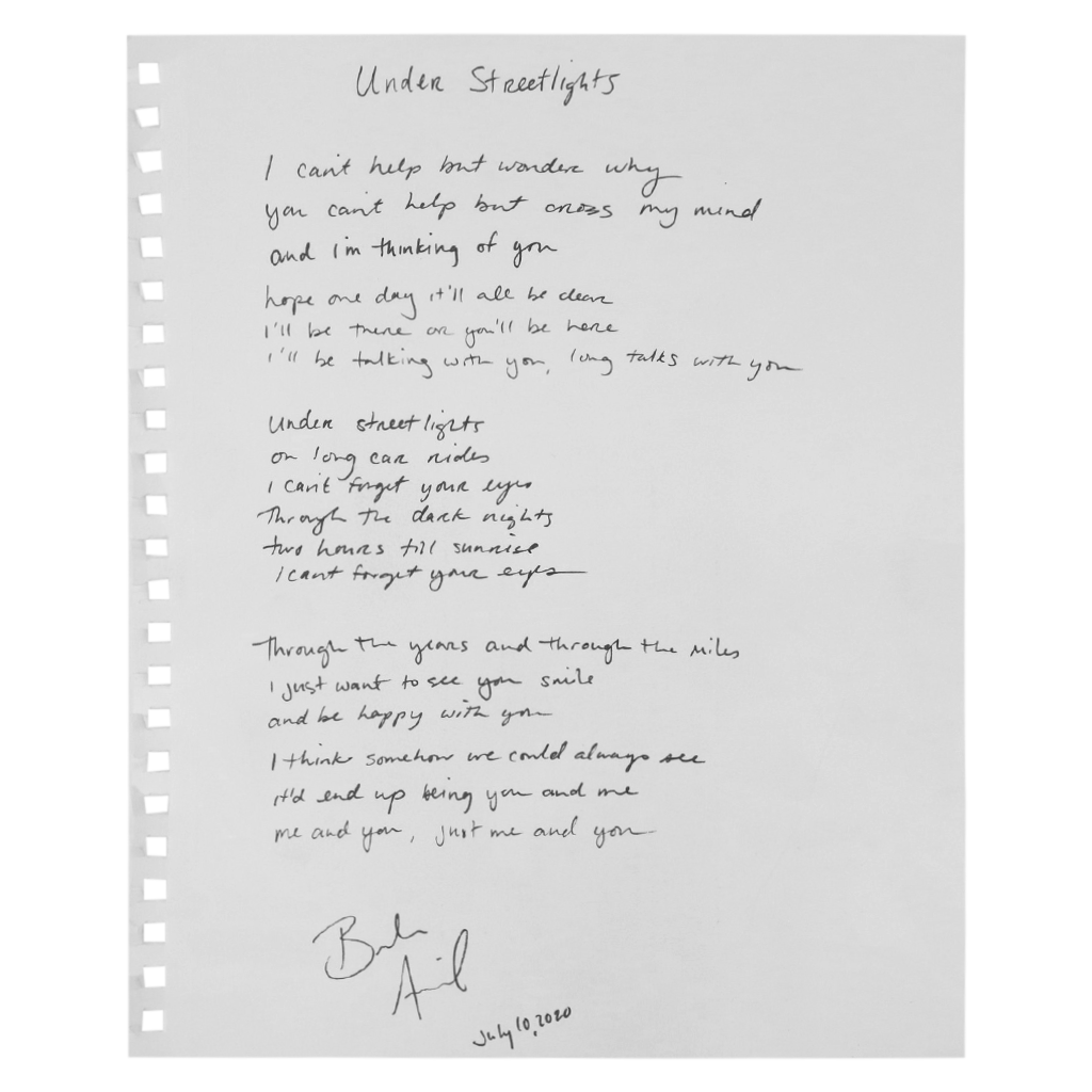 Original Handwritten Lyric Sheets