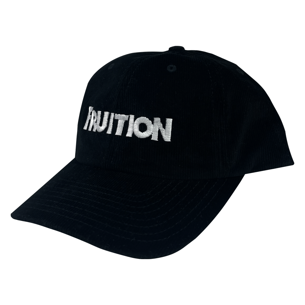 Corduroy Black Embroidered Hat
